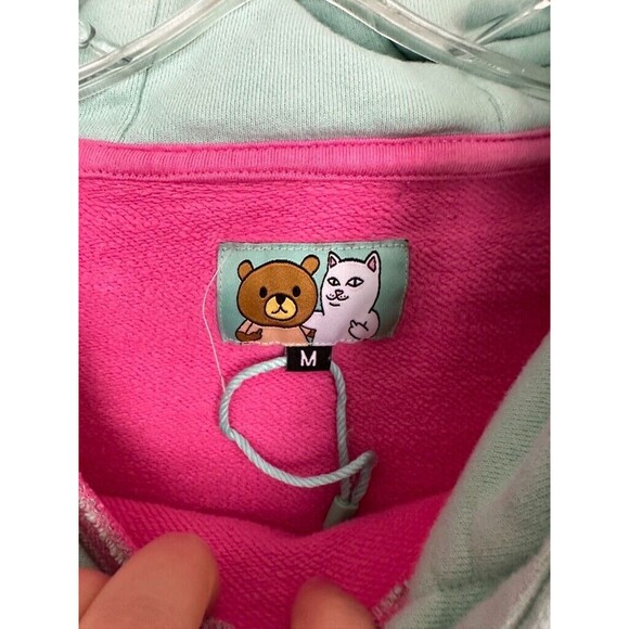 Teddy Fresh x Rip n Dip Hoodie Colorblock Pink Patch Sz Medium Cotton Pocket NEW - Picture 5 of 8